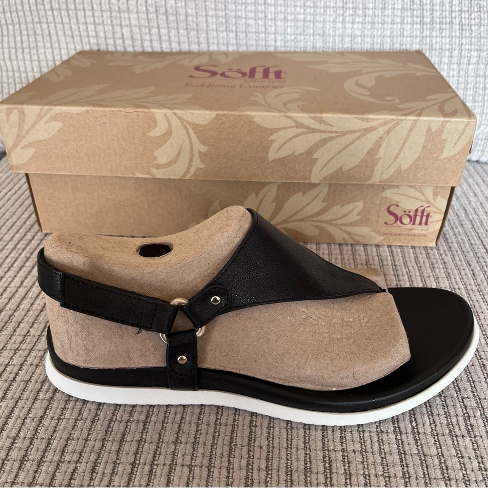 Sofft Black Leather NEW Felisa Size 7 Women's Sandals